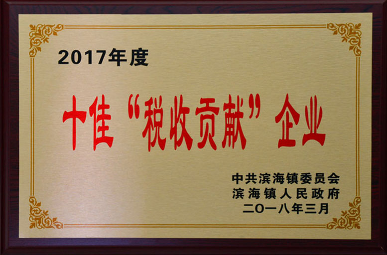 2017年度十佳“税收贡献”企业